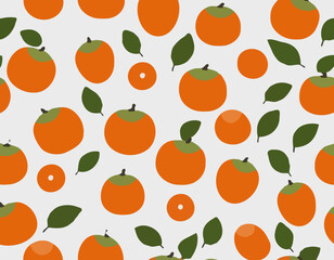  persimmon fruit. Isolated vector illustration of colourful fruit on transparent background.