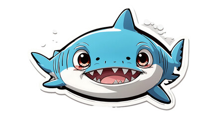 Shark isolated underwater in blue ocean, vector illustration of marine predator swimming alpha channel