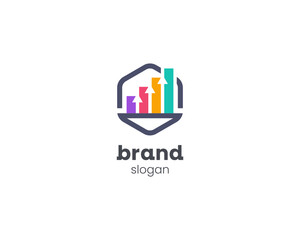 Creative colorful hexagon chart business logo