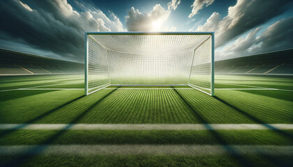 Soccer goal on the field. Soccer gates