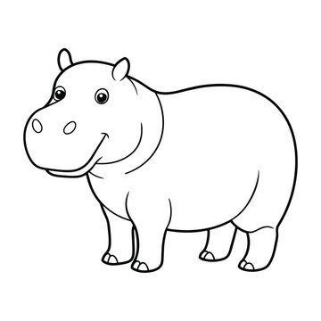 recommend clip art: Hippopotamus illustration coloring page for kids