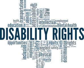 Disability Rights word cloud conceptual design isolated on white background.