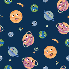 Space Seamless Pattern. Design for fabric, textiles, wallpaper, packaging	