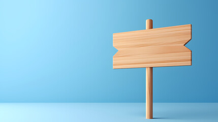 Fototapeta premium Wooden road sign isolated on village path with white clouds and mountain direction concept