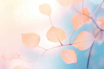 Pastel Palette: Leaf with bokeh lights in soft pastel hues, creating a gentle and calming composition.