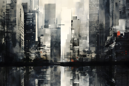Beautiful abstract watercolor art of a city 