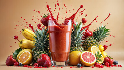 fresh fruit juice in a glass