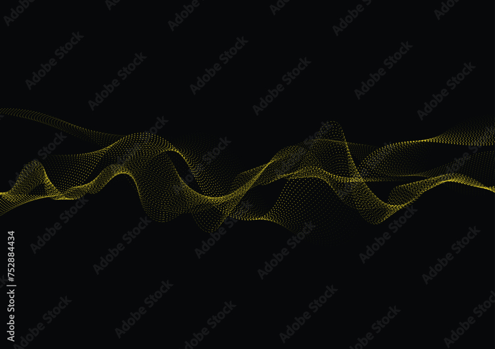 Aufkleber abstract background with dynamic particle sound waves. wave of musical soundtrack for record. vector