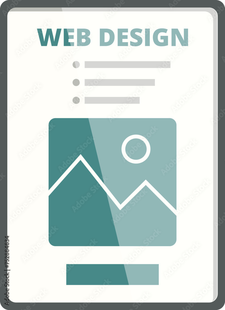 Poster web design tablet icon cartoon vector. software user. electronic tablet