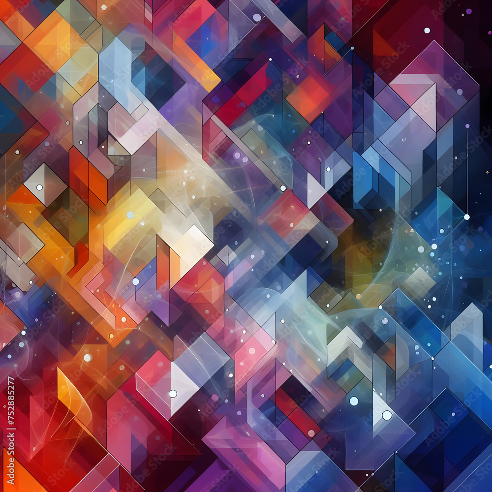Poster abstract background with a lot of geometric elements, vector illustration generative ai