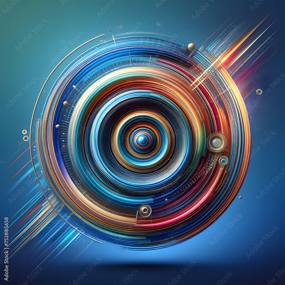 Aufkleber abstract blue background with glowing concentric circles. vector illustration generative ai