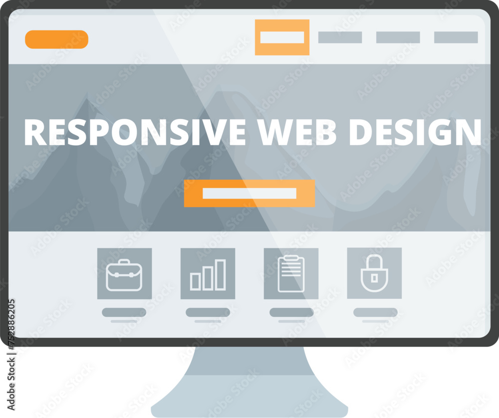Poster software modern developer icon cartoon vector. desktop monitor page. internet seo