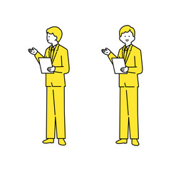 書類を持ち、プレゼンテーションする男性・バリエーション.