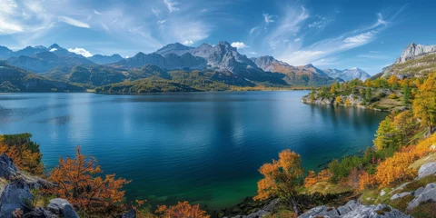Foto auf Acrylglas Antireflex Breathtaking landscape with lake in the beautiful mountains © toomi123