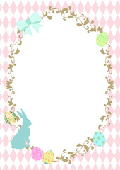イースター用のかわいいフレーム背景　ピンクダイヤ柄