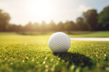 Golf ball on green grasses
