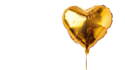  A classy heart shaped golden foil party balloon on an isolated background