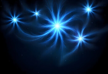 Star shaped blue glowing object, computer generated abstract background, Starry sky, digital drawing