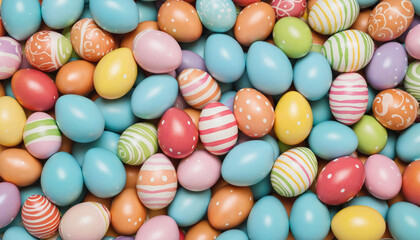 Fototapeta na wymiar Top view Colorful Easter Eggs