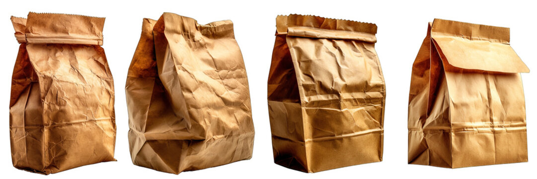 cardboard packaging bag png ,paper bag mockup isolated on transparent background ,generative ai