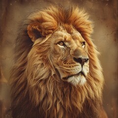 Majestic Lion Vintage Portrait Elegance