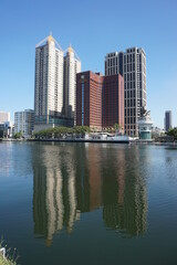 Fototapeta na wymiar Reflection of Buildings in Love River in Kaohsiung, Taiwan