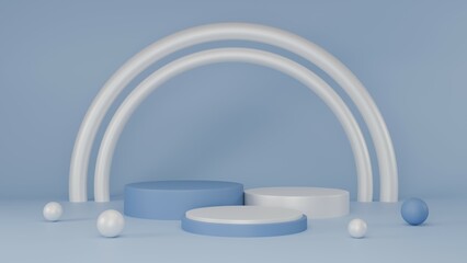 3D Rendering blue abstract background with podium
