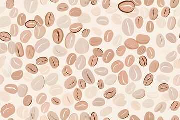 Seamless pattern of roasted coffee beans, grain cartoon minimalist backdrop illustration for web, banner, card, promo texture decoration