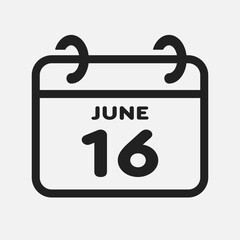 Icon page calendar day - 16 June