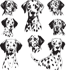 Vector of dalmatian dog head on a white background. Pet. Animal. Easy editable layered vector illustration. Generative AI.