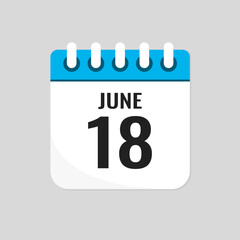Icon page calendar day - 18 June