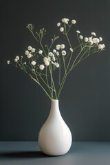 White Vase With White Flowers on Table