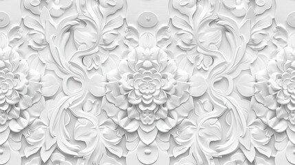 Patterns on the ceiling gypsum sheets of white flowers, plaster background - floral pattern, seamless pattern. SEAMLESS PATTERN. SEAMLESS WALLPAPER.