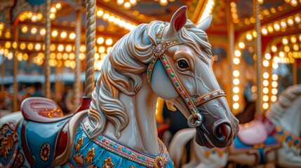 Fototapeta na wymiar Close Up of a Merry Go Round Horse