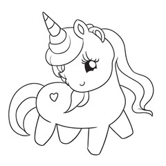 cute unicorn coloring page, vector illustration line art