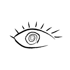 Girl Eyes. Hand drawn style, chalk. Baffled. Vector illustration on a white background. For web