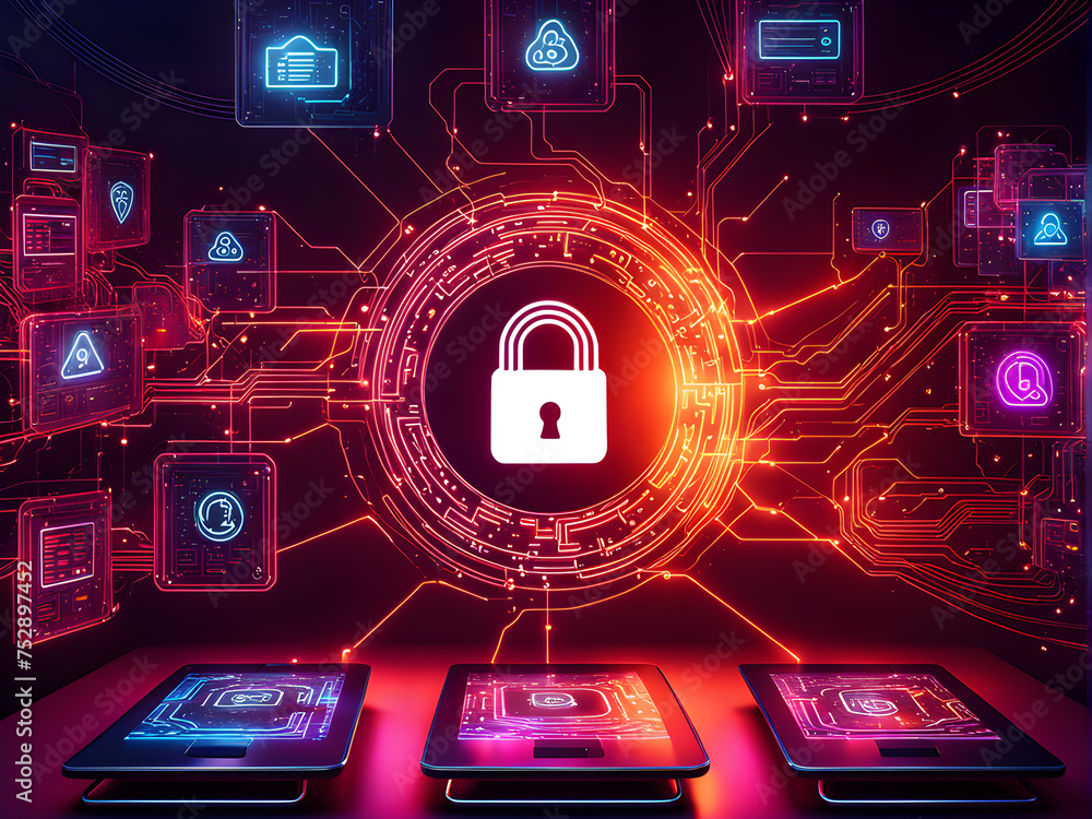 Poster cybersecurity-software-interface-in-action-ai-algorithms-encrypting-sensitive-financial-data