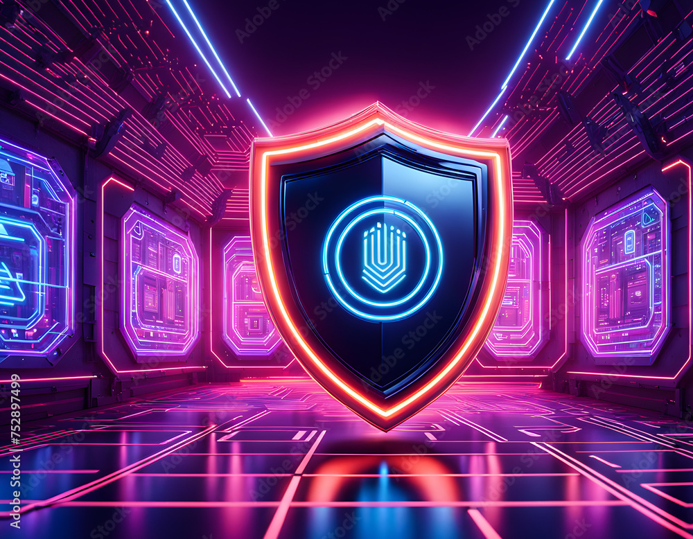 Aufkleber cybersecurity-ai-deploying-a-barrier-of-advanced-algorithms-around-a-digital-vault-containing