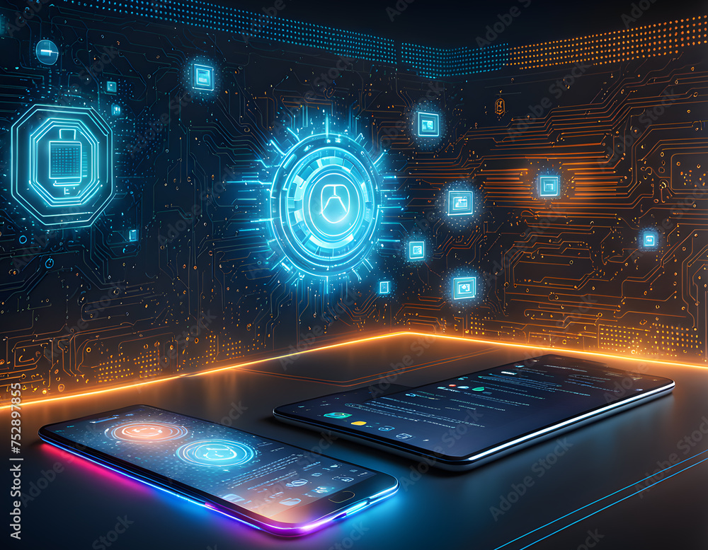 Aufkleber cybersecurity-interface-showcasing-ai-guardians-safeguarding-a-virtual-vault-containing-sensitive