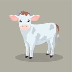 cow flat vector cartoon style illustration