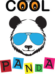 Cool Panda in glasses with Graphic t-shirt design, typography slogan ,vector illustration for t-shirt