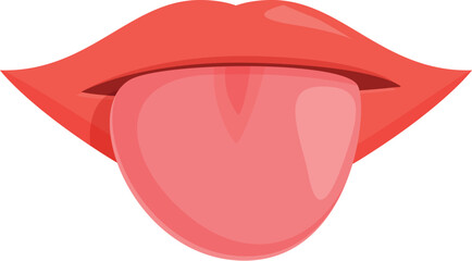 Tongue mouth icon cartoon vector. Woman open face. Red clean sexy lips