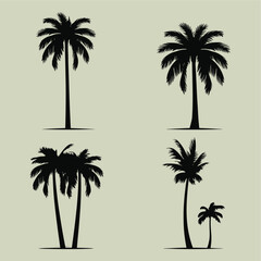 Naklejka premium palm tree silhouette set flat vector illustration