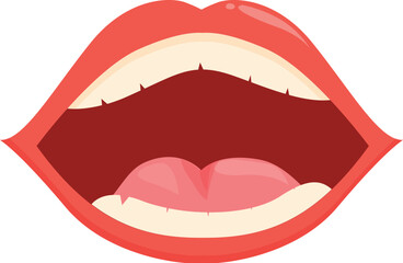 Open mouth with red lips icon cartoon vector. Talk new word. Facial care