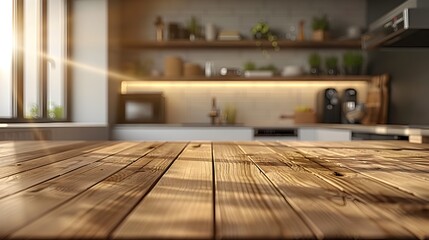 Sun-Kissed Kitchen Table in UHD, To convey a sense of calm, productive morning vibes, perfect for kitchen and home decor inspiration or breakfast