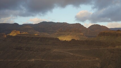 Arid and rocky mountains of the volcanic Canary Islands. Global warming concept
