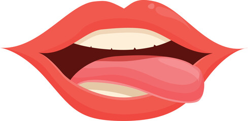 Red sexy lips icon cartoon vector. Open face mouth. Dental clean teeth