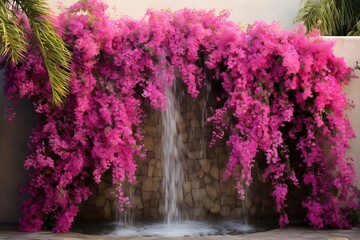 Pink Cascade: Bougainvillea's Floral Waterfall, A Symphony of Petals in Nature's Ballet