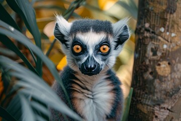 Fototapeta premium Playful Lemur Jungle Peek