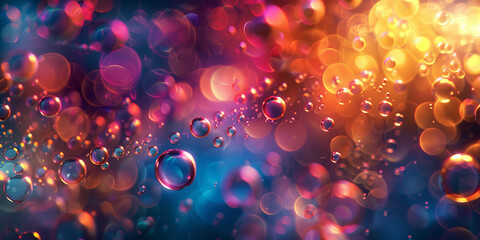 Fototapeta na wymiar Abstract Bokeh Magic Background. An abstract bokeh effect creating a magical atmosphere with sparkling and colorful light circles.